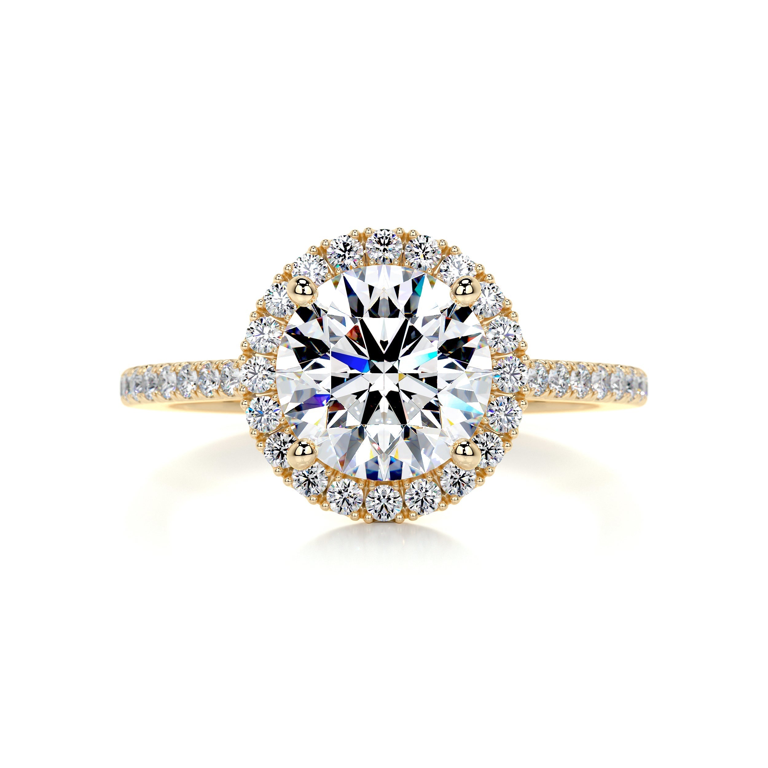 2.5 Carat · Round Halo Moissanite Engagement Ring