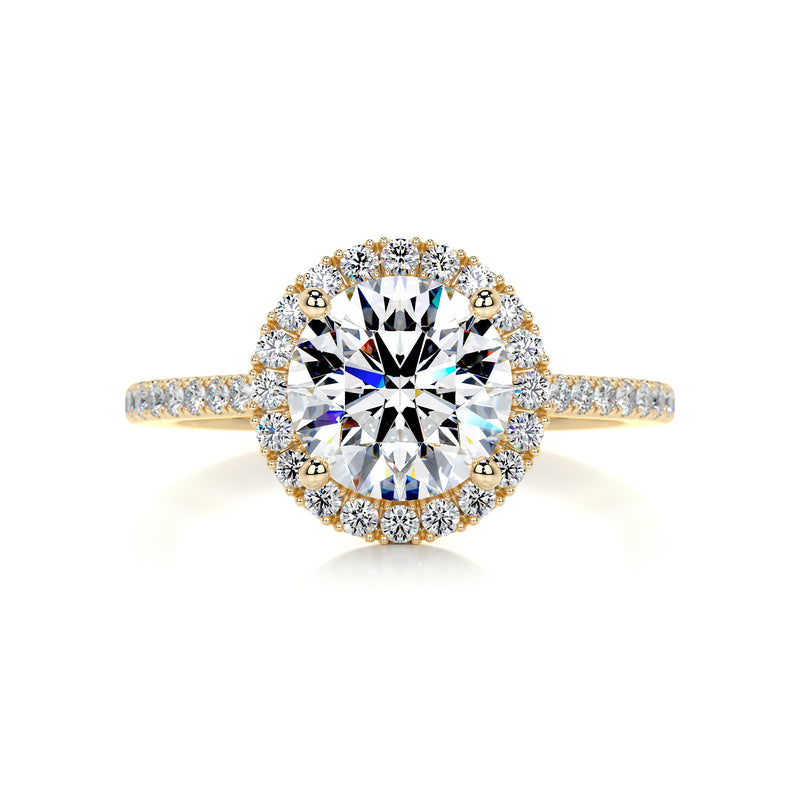 2.5 Carat · Round Halo Moissanite Engagement Ring