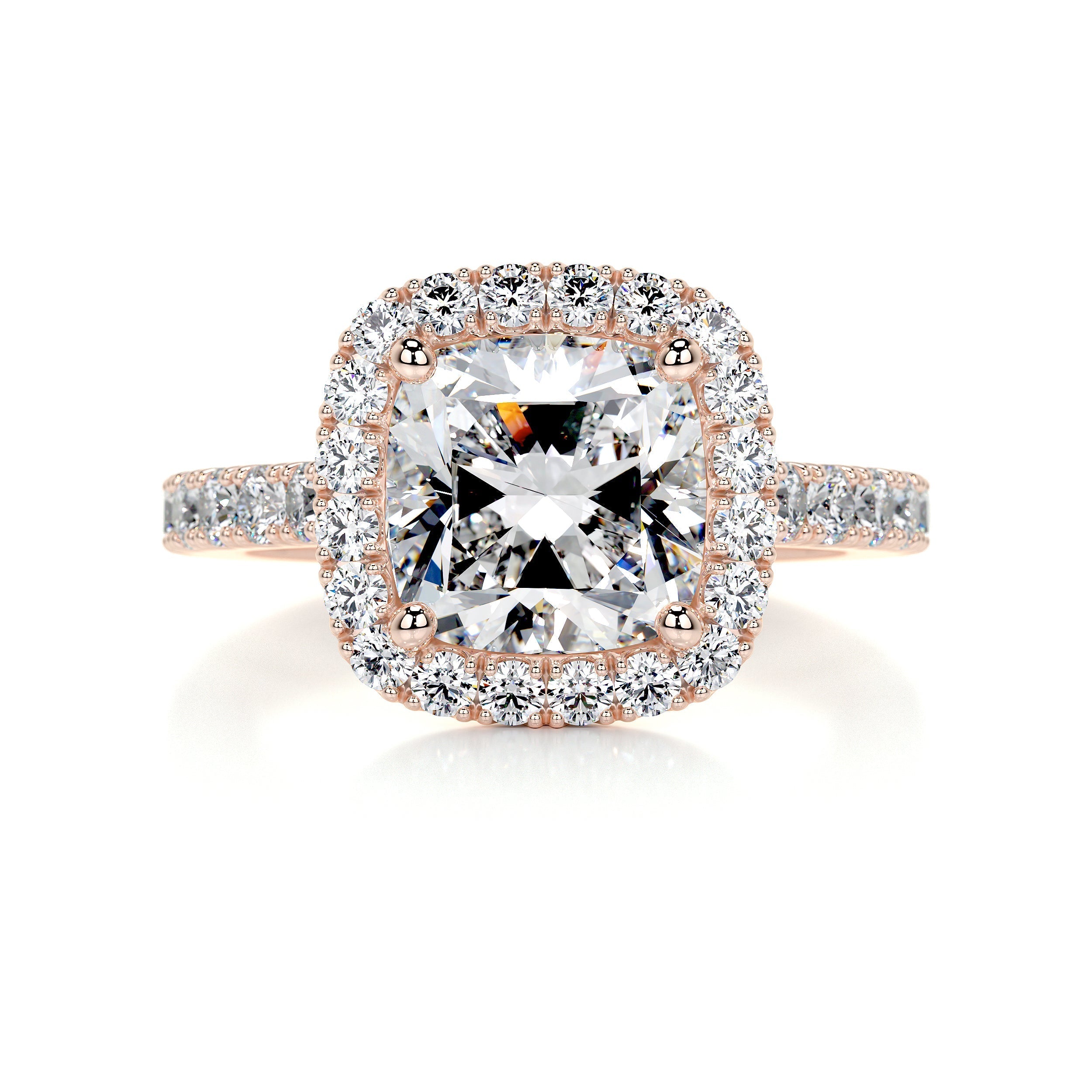 2.1 Carat Square Cushion Halo Moissanite Engagement Ring