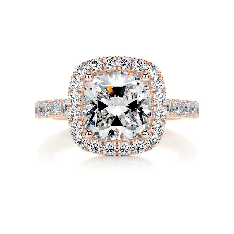 2.1 Carat Square Cushion Halo Moissanite Engagement Ring