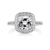 2.1 Carat Square Cushion Halo Moissanite Engagement Ring