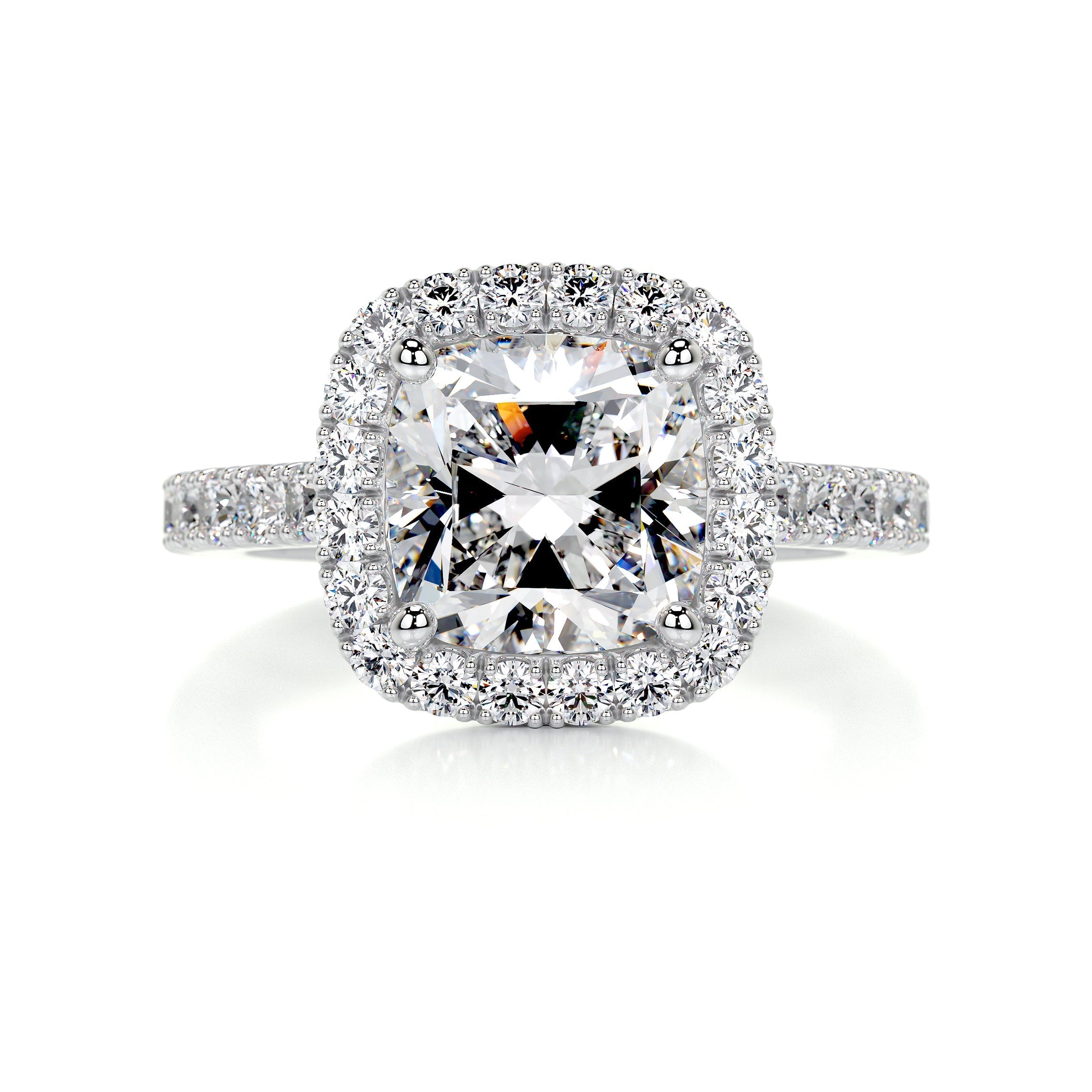 2.1 Carat Square Cushion Halo Moissanite Engagement Ring