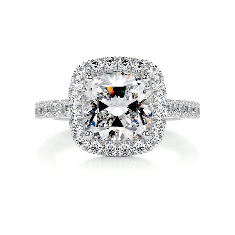 2.1 Carat Square Cushion Halo Moissanite Engagement Ring