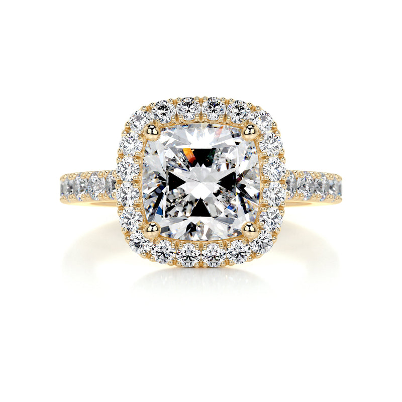 2.1 Carat Square Cushion Halo Moissanite Engagement Ring