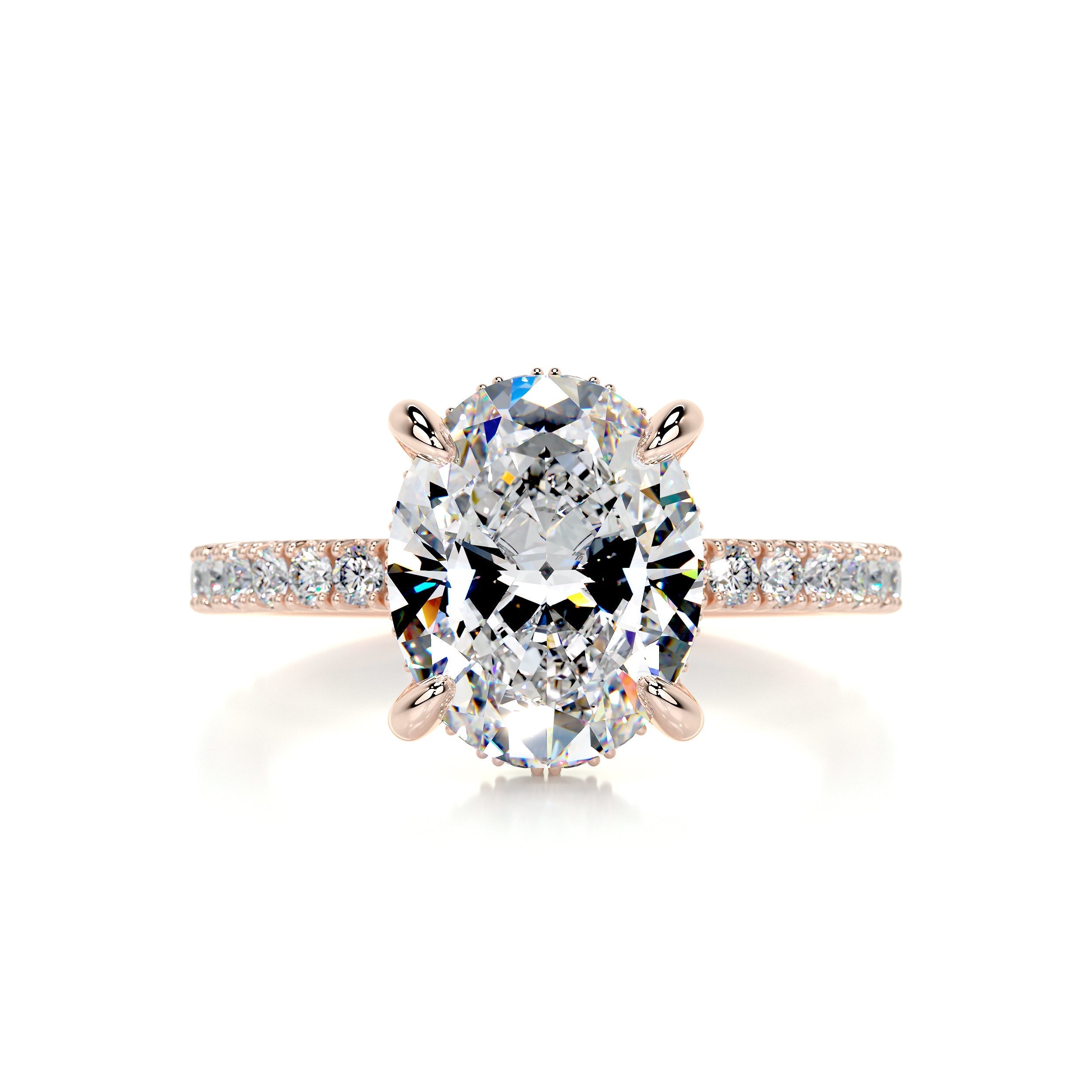 2.60 Carat Oval Cut Moissanite Diamond Hidden Halo Engagement Ring