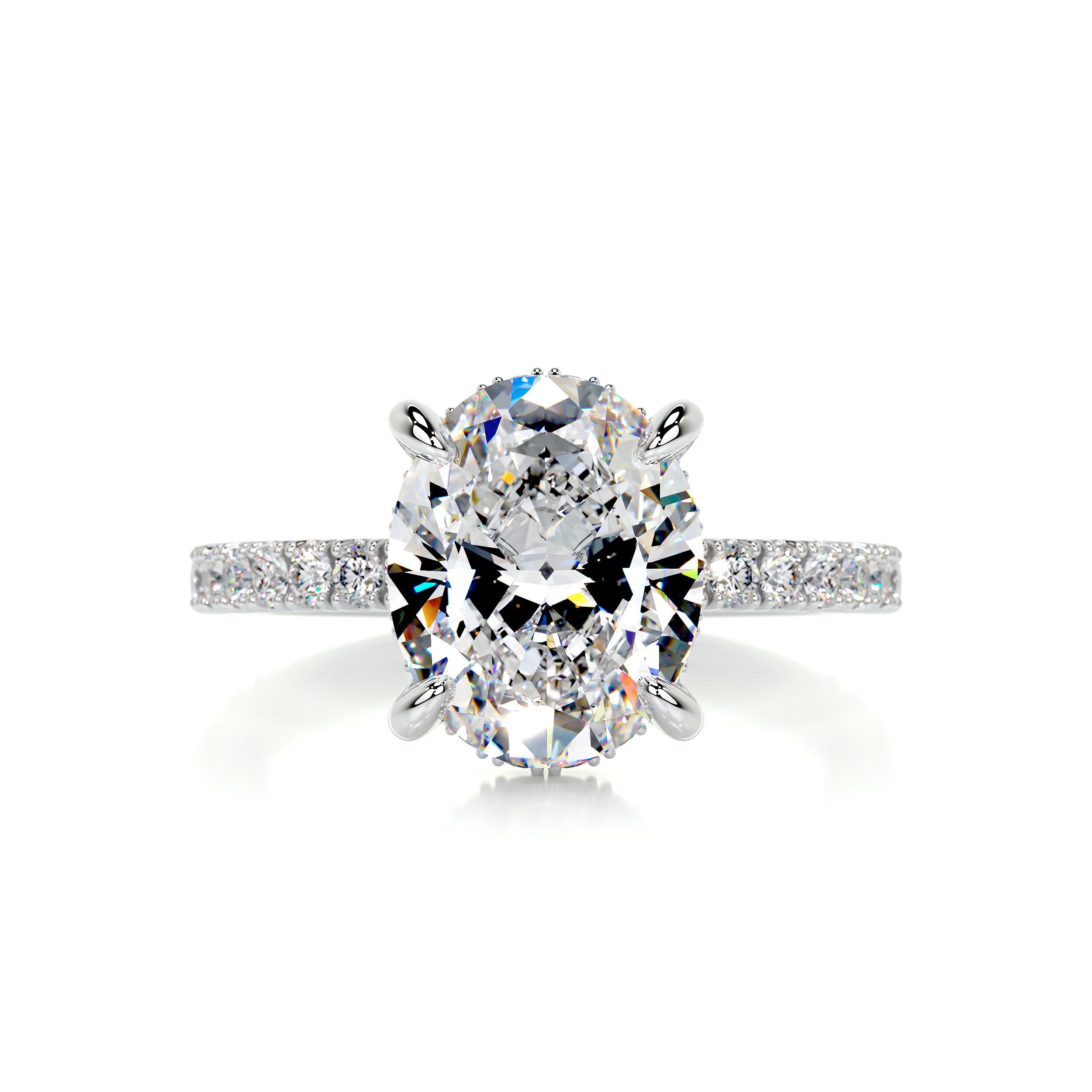 2.60 Carat Oval Cut Moissanite Diamond Hidden Halo Engagement Ring