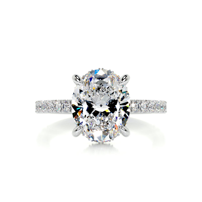 2.60 Carat Oval Cut Moissanite Diamond Hidden Halo Engagement Ring