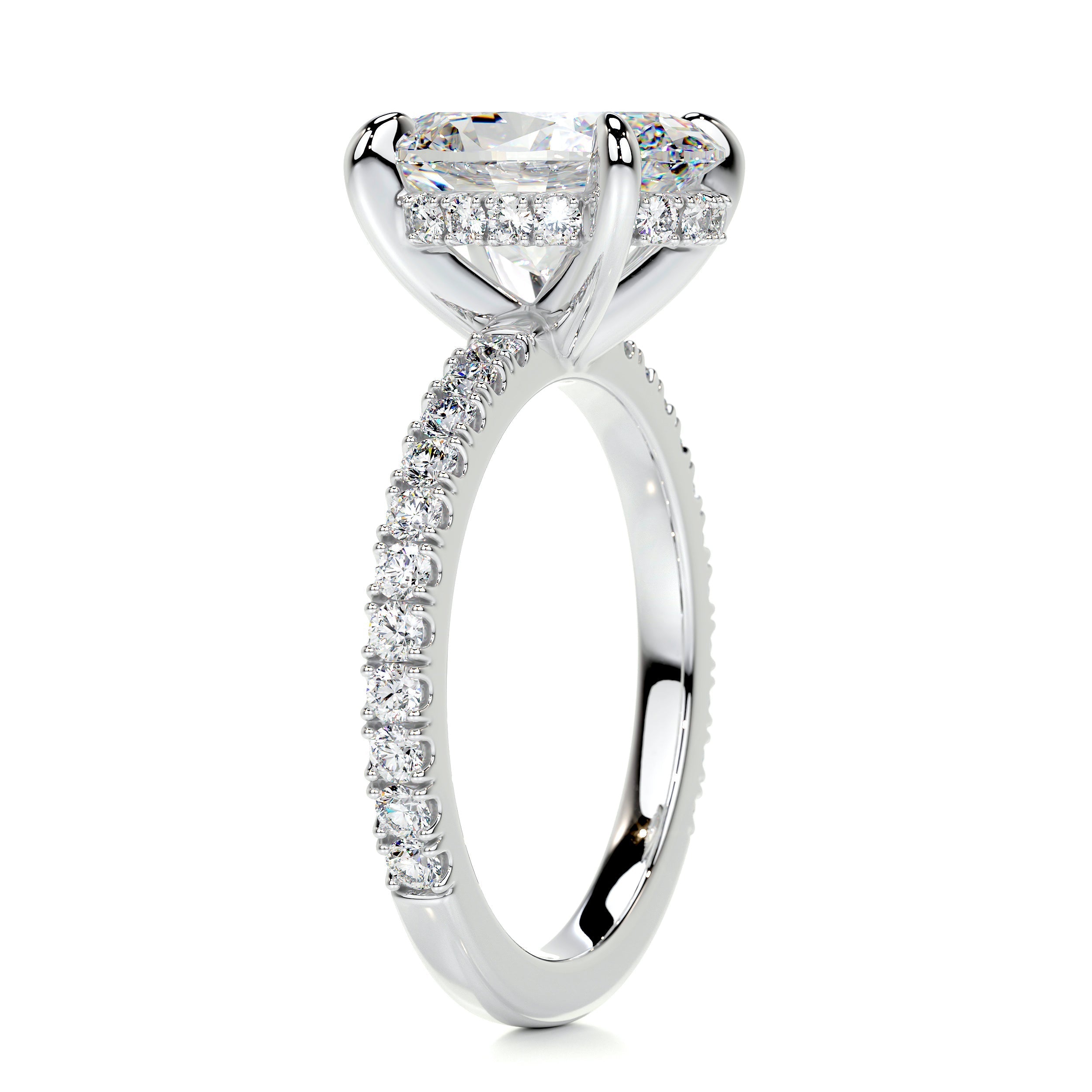 2.60 Carat Oval Cut Moissanite Diamond Hidden Halo Engagement Ring