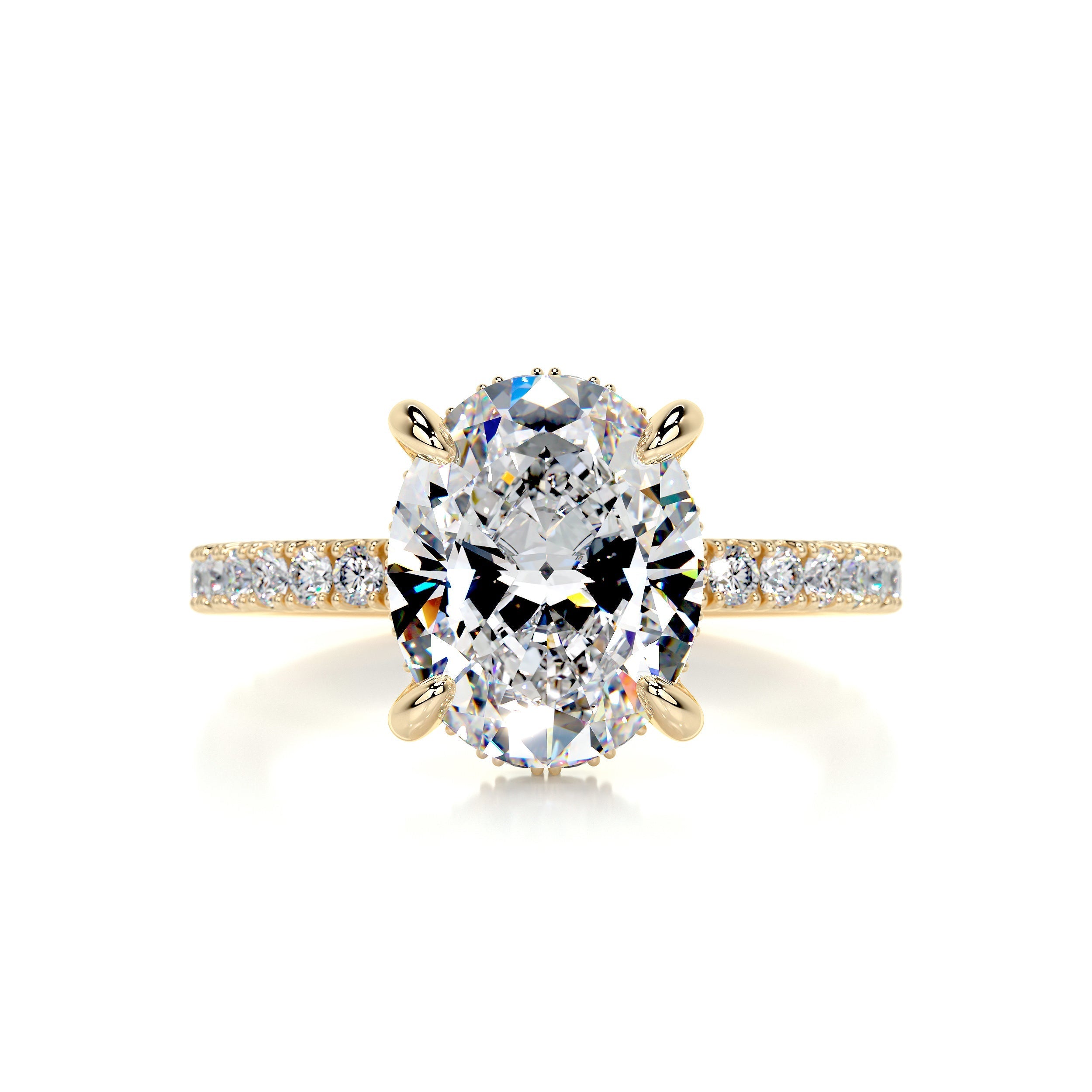 2.60 Carat Oval Cut Moissanite Diamond Hidden Halo Engagement Ring