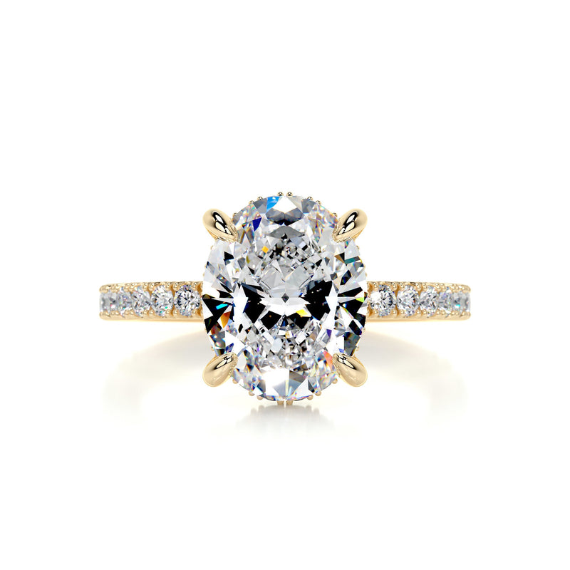 2.60 Carat Oval Cut Moissanite Diamond Hidden Halo Engagement Ring