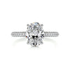 3.22 Carat Oval Cut Moissanite Triple Pave Hidden Halo Engagement Ring