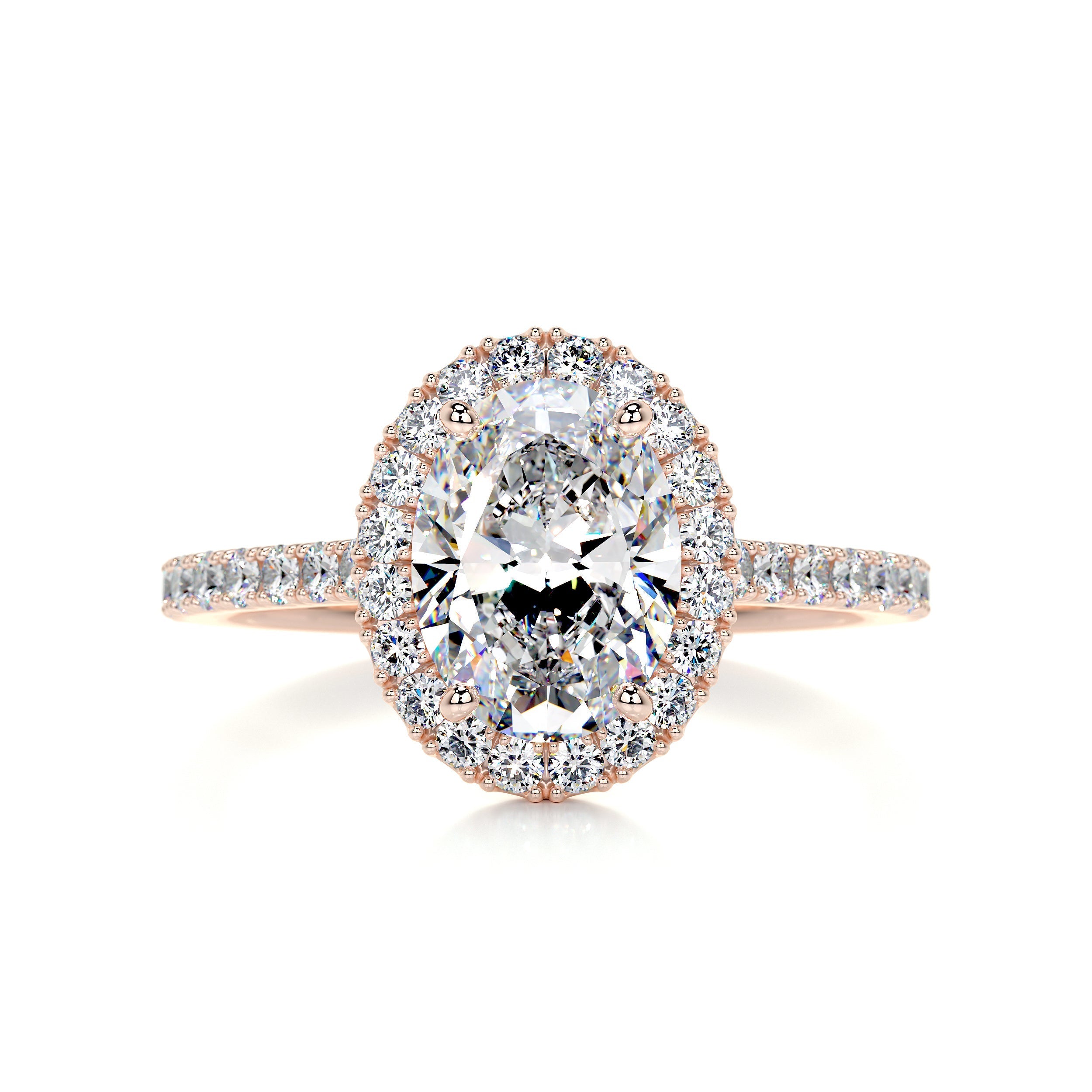 2.95 Carat Oval Halo Moissanite Diamond Engagement Ring