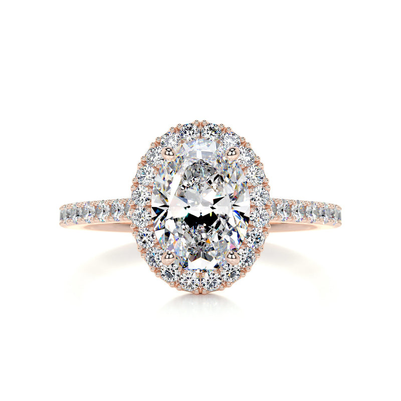 2.95 Carat Oval Halo Moissanite Diamond Engagement Ring