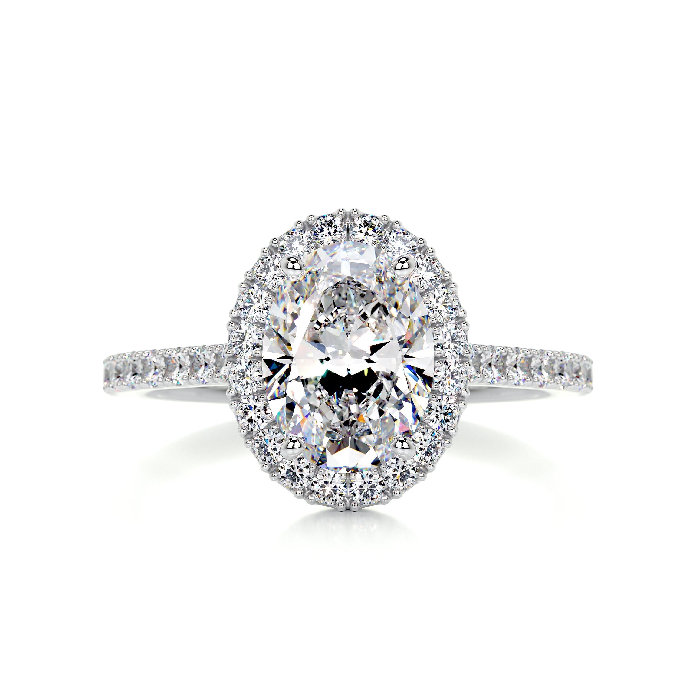 2.95 Carat Oval Halo Moissanite Diamond Engagement Ring