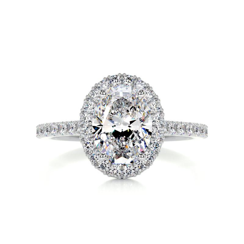 2.95 Carat Oval Halo Moissanite Diamond Engagement Ring
