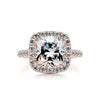 2.5 Carat Square Cushion Halo Moissanite Engagement Ring