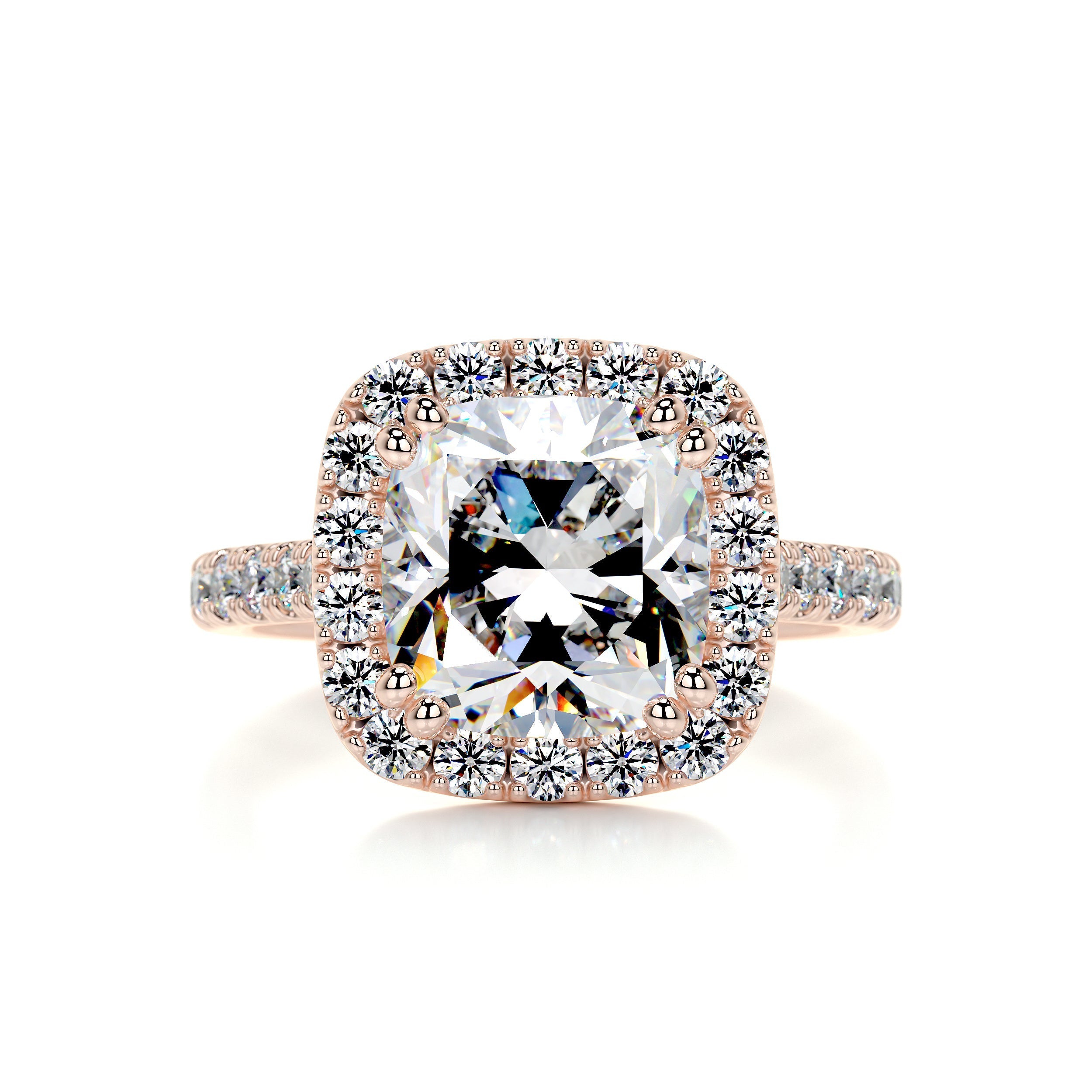 2.5 Carat Square Cushion Halo Moissanite Engagement Ring