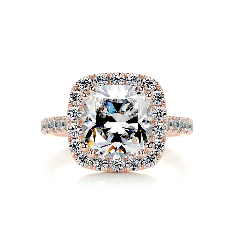 2.5 Carat Square Cushion Halo Moissanite Engagement Ring