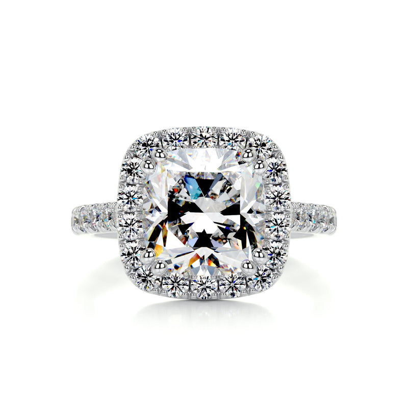 2.5 Carat Square Cushion Halo Moissanite Engagement Ring
