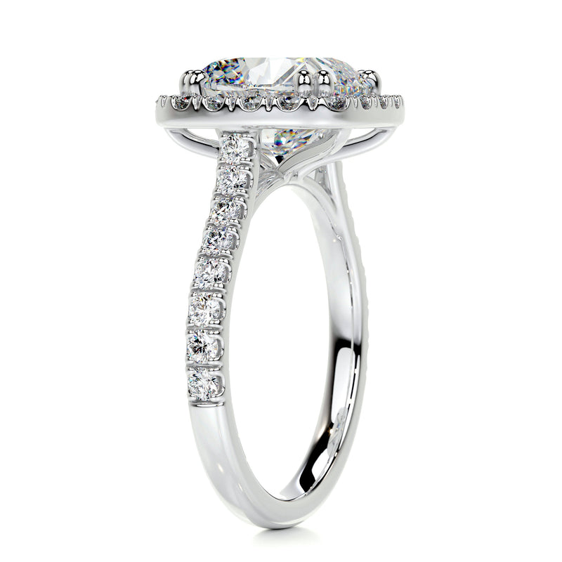 2.5 Carat Square Cushion Halo Moissanite Engagement Ring