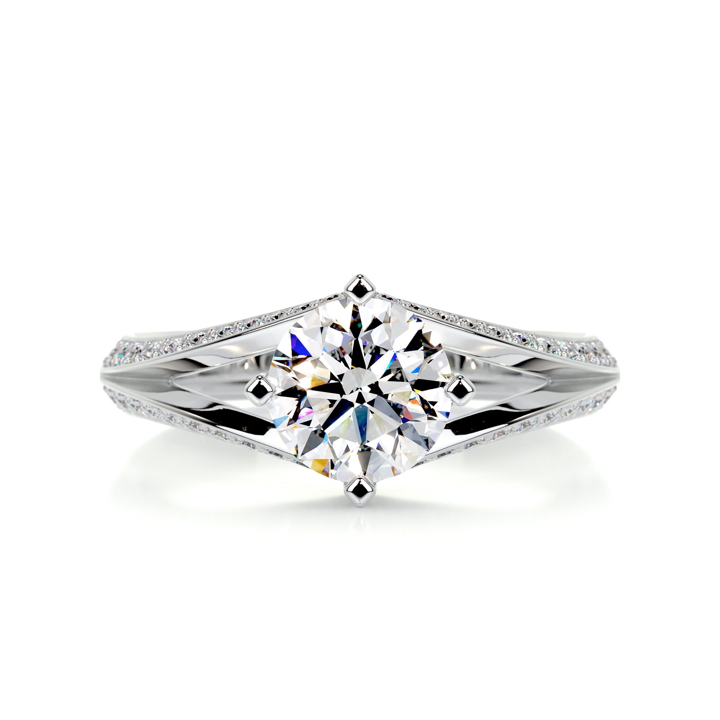 2.5 Carat · Round Hidden Halo unique  Moissanite Engagement Ring
