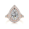 2.20 Carat Pear Double Halo Moissanite Diamond Engagement Ring