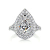 2.20 Carat Pear Double Halo Moissanite Diamond Engagement Ring