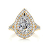 2.20 Carat Pear Double Halo Moissanite Diamond Engagement Ring