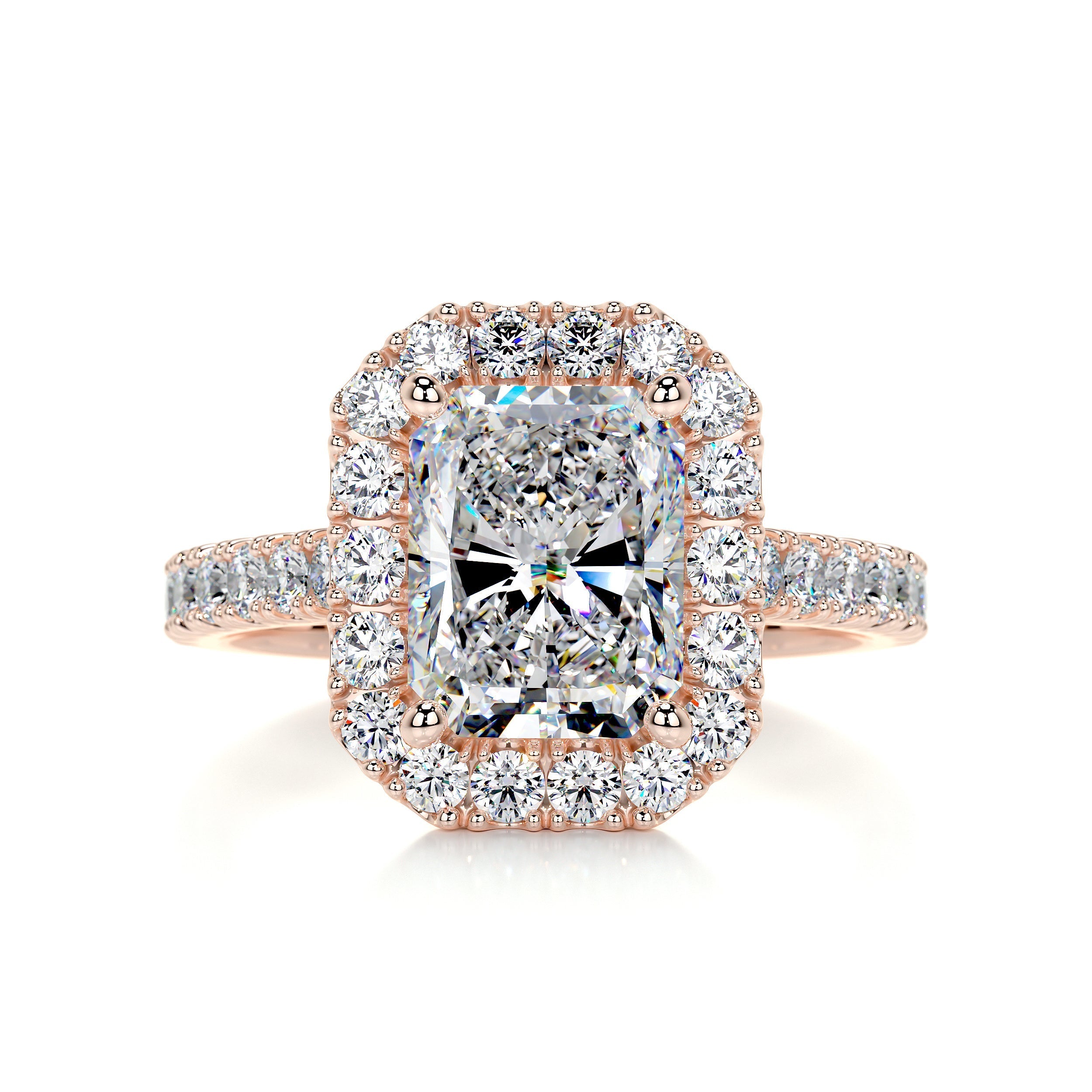 2.4 Carat Radiant Cut Moissanite Halo Engagement Ring