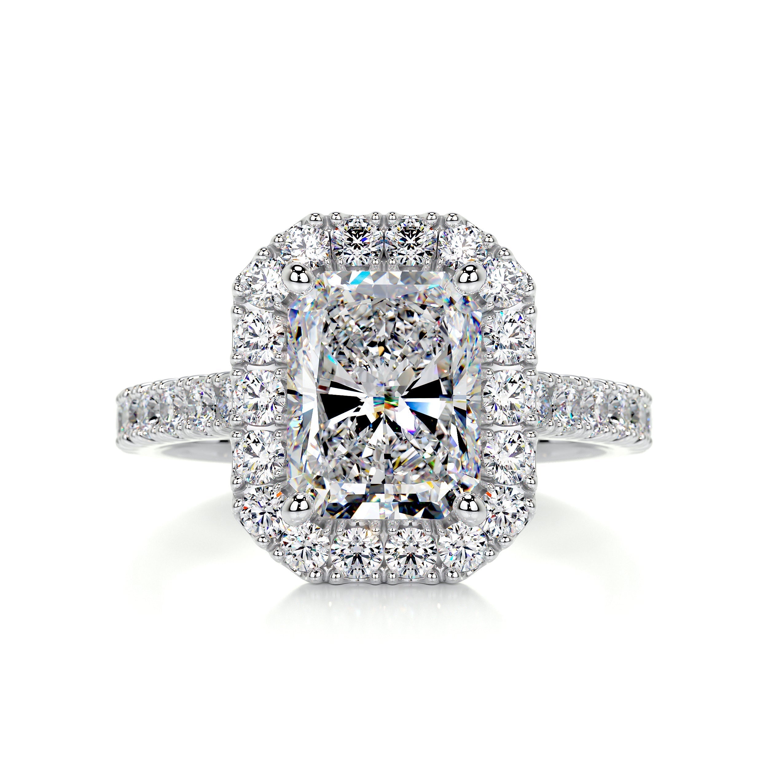 2.4 Carat Radiant Cut Moissanite Halo Engagement Ring