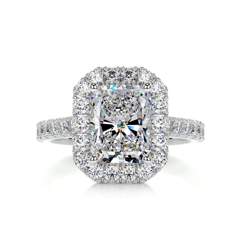 2.4 Carat Radiant Cut Moissanite Halo Engagement Ring