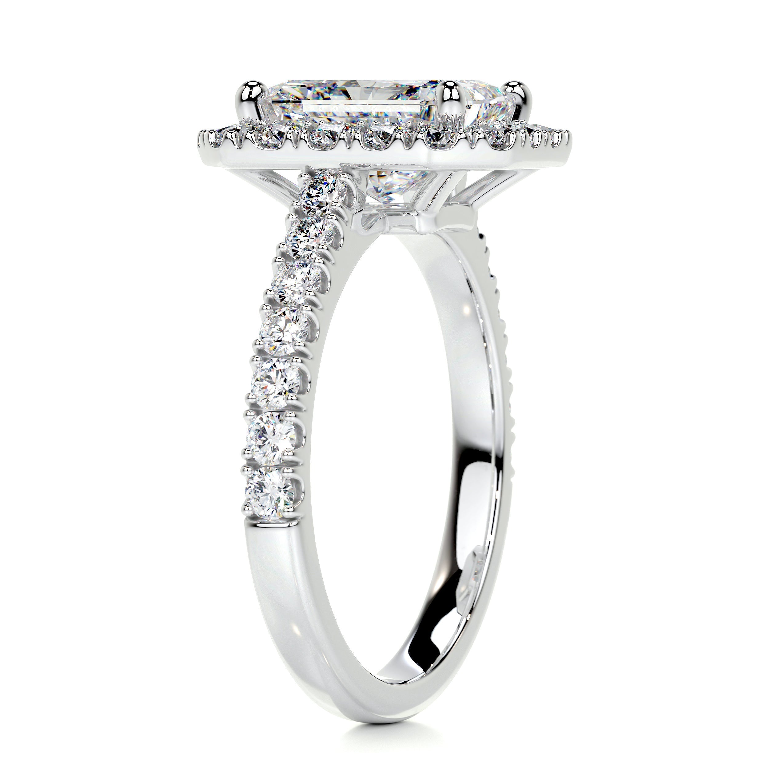 2.4 Carat Radiant Cut Moissanite Halo Engagement Ring