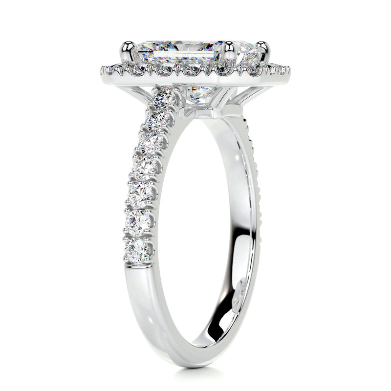 2.4 Carat Radiant Cut Moissanite Halo Engagement Ring