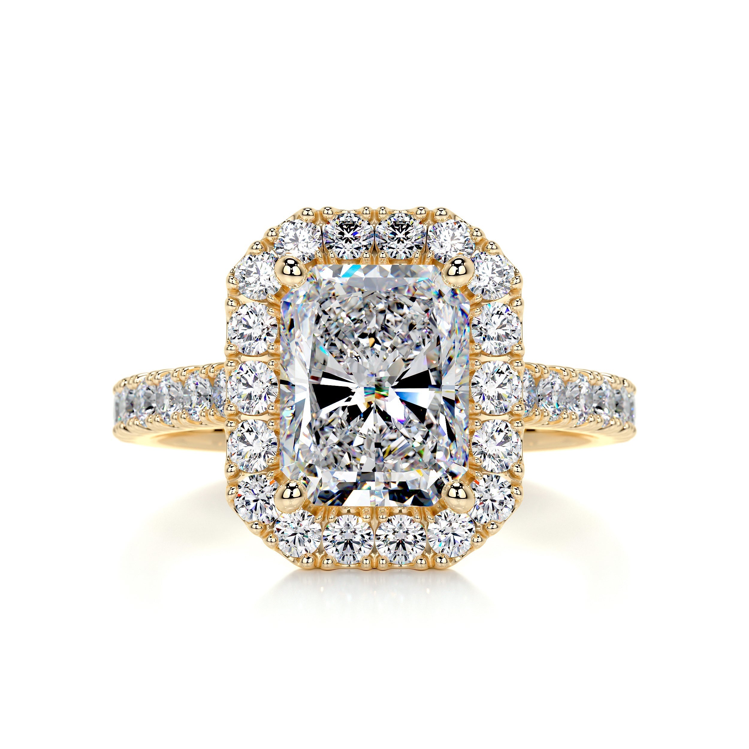 2.4 Carat Radiant Cut Moissanite Halo Engagement Ring