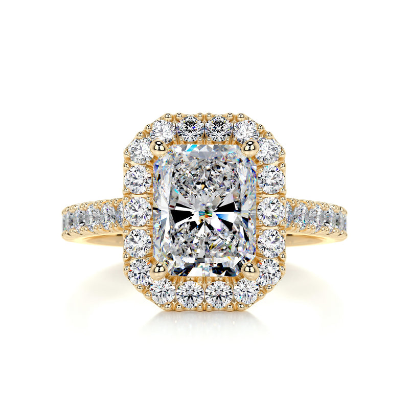 2.4 Carat Radiant Cut Moissanite Halo Engagement Ring
