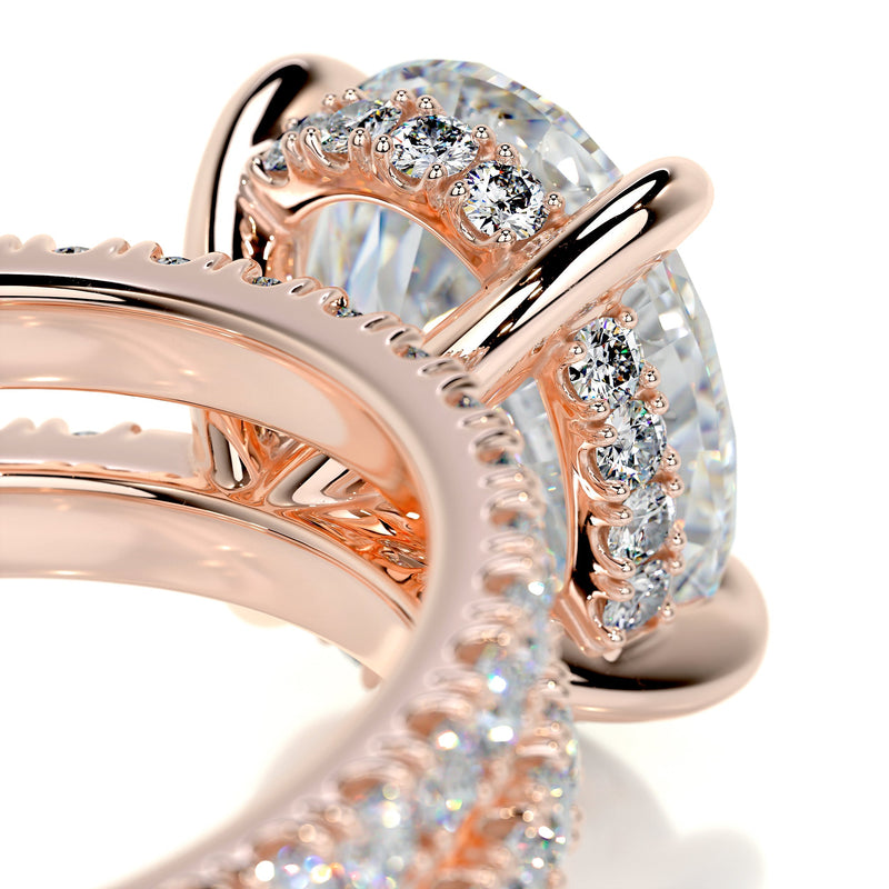 2.95 Carat Oval Moissanite Hidden Halo Engagement Ring Set