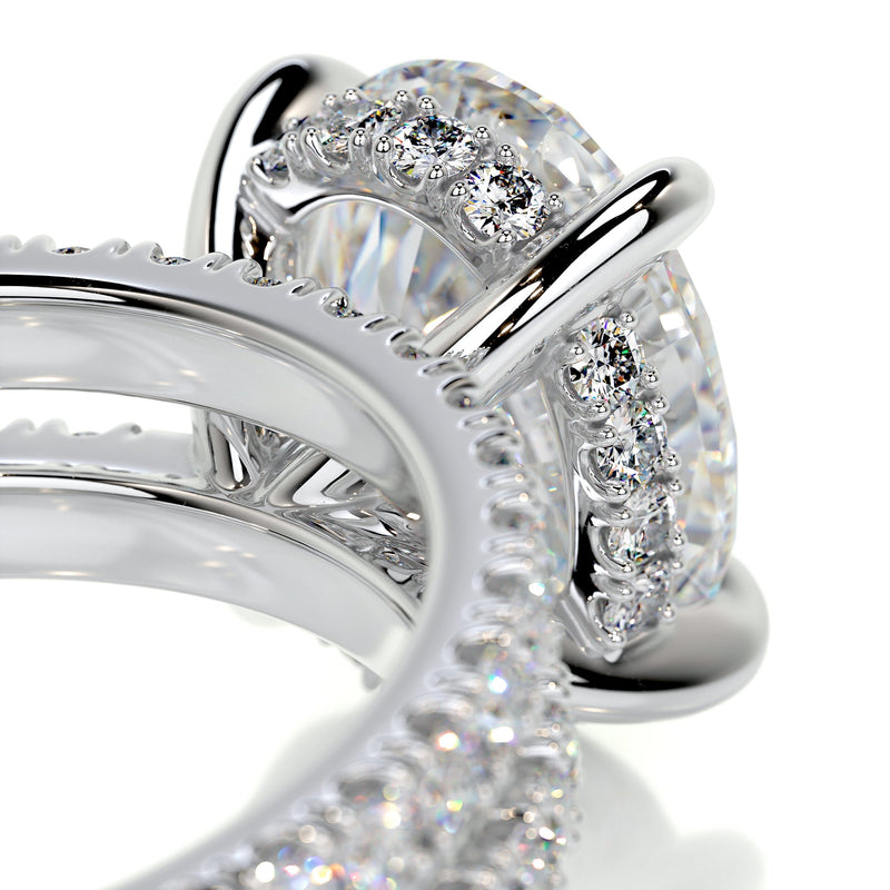 2.95 Carat Oval Moissanite Hidden Halo Engagement Ring Set