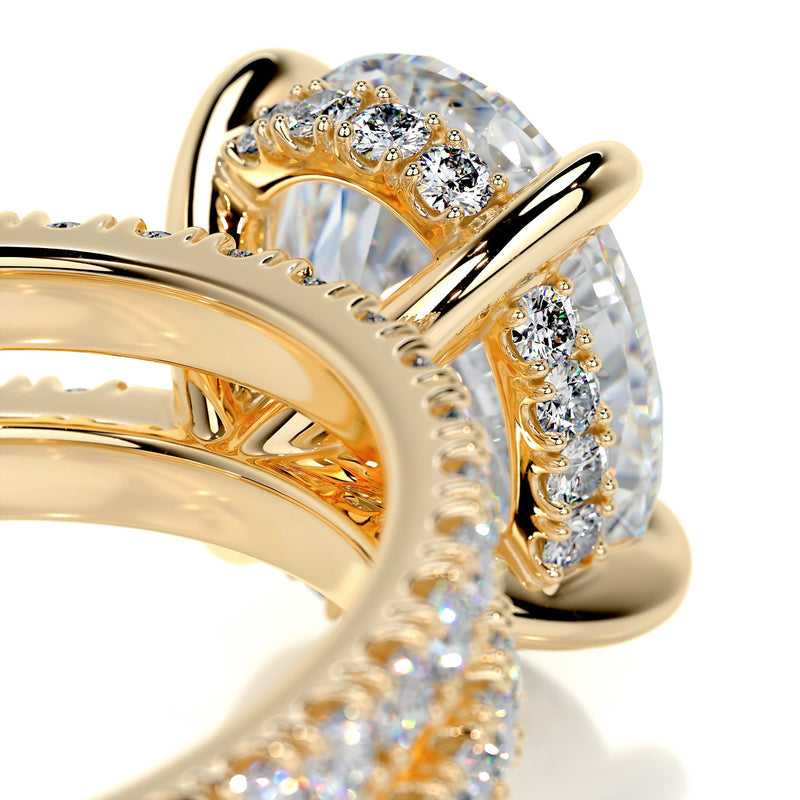 2.95 Carat Oval Moissanite Hidden Halo Engagement Ring Set