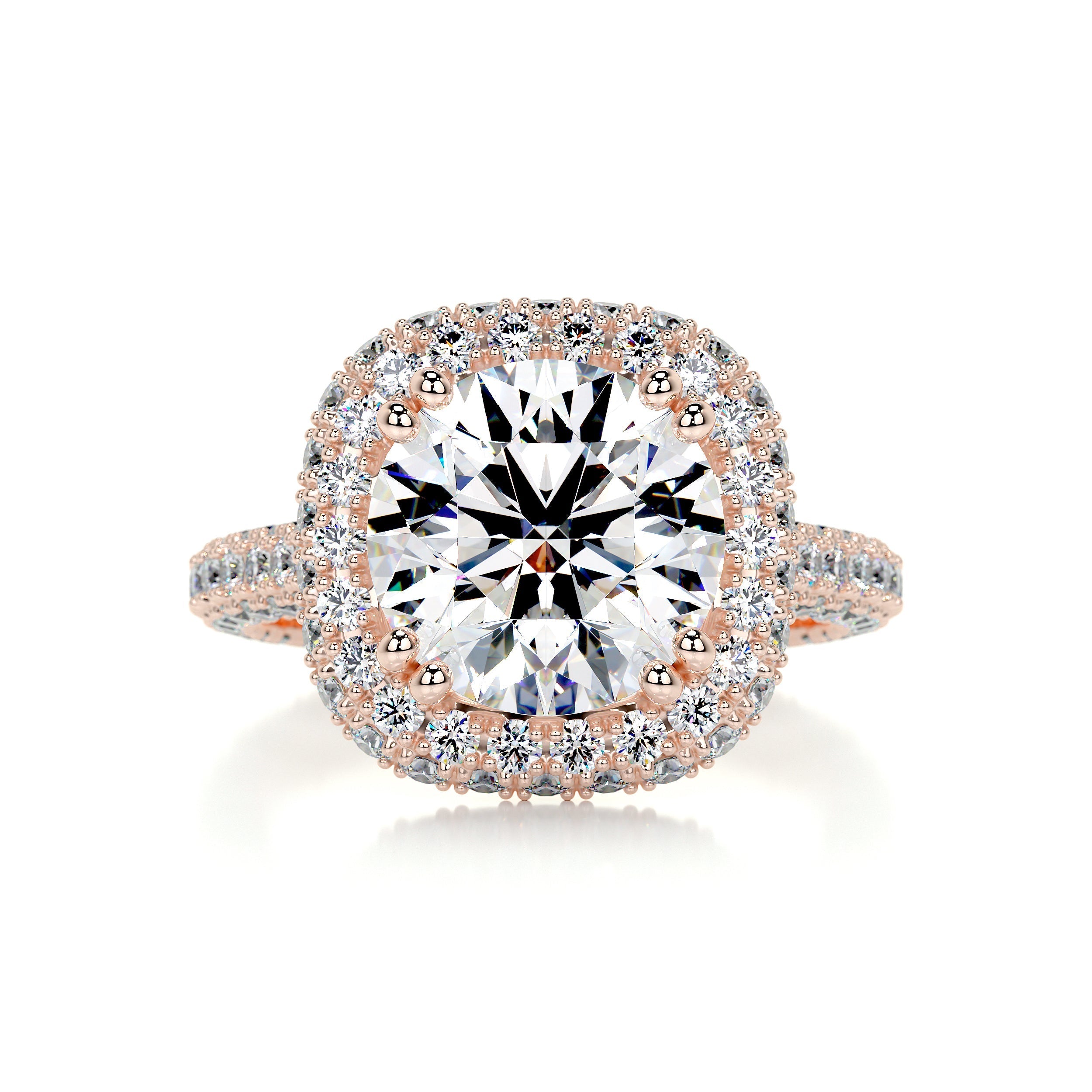 4.2 Carat · Round Halo Triple Pave Vintage Moissanite Engagement Ring