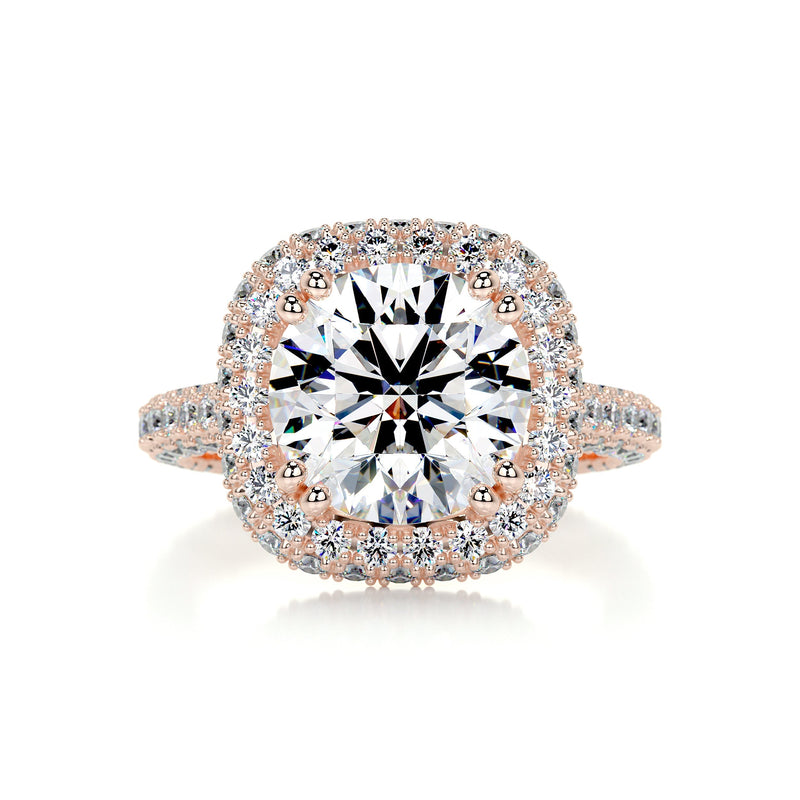 4.2 Carat · Round Halo Triple Pave Vintage Moissanite Engagement Ring