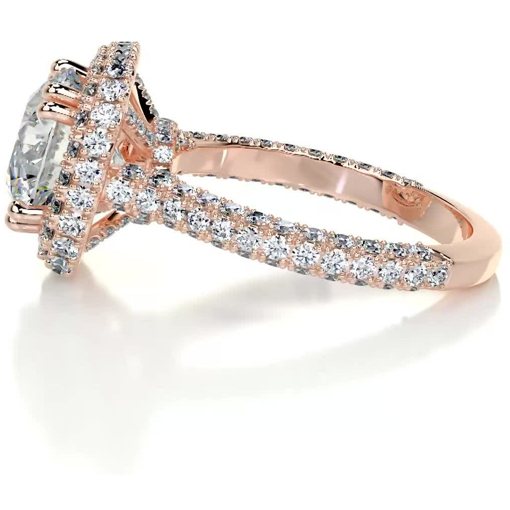 4.2 Carat · Round Halo Triple Pave Vintage Moissanite Engagement Ring