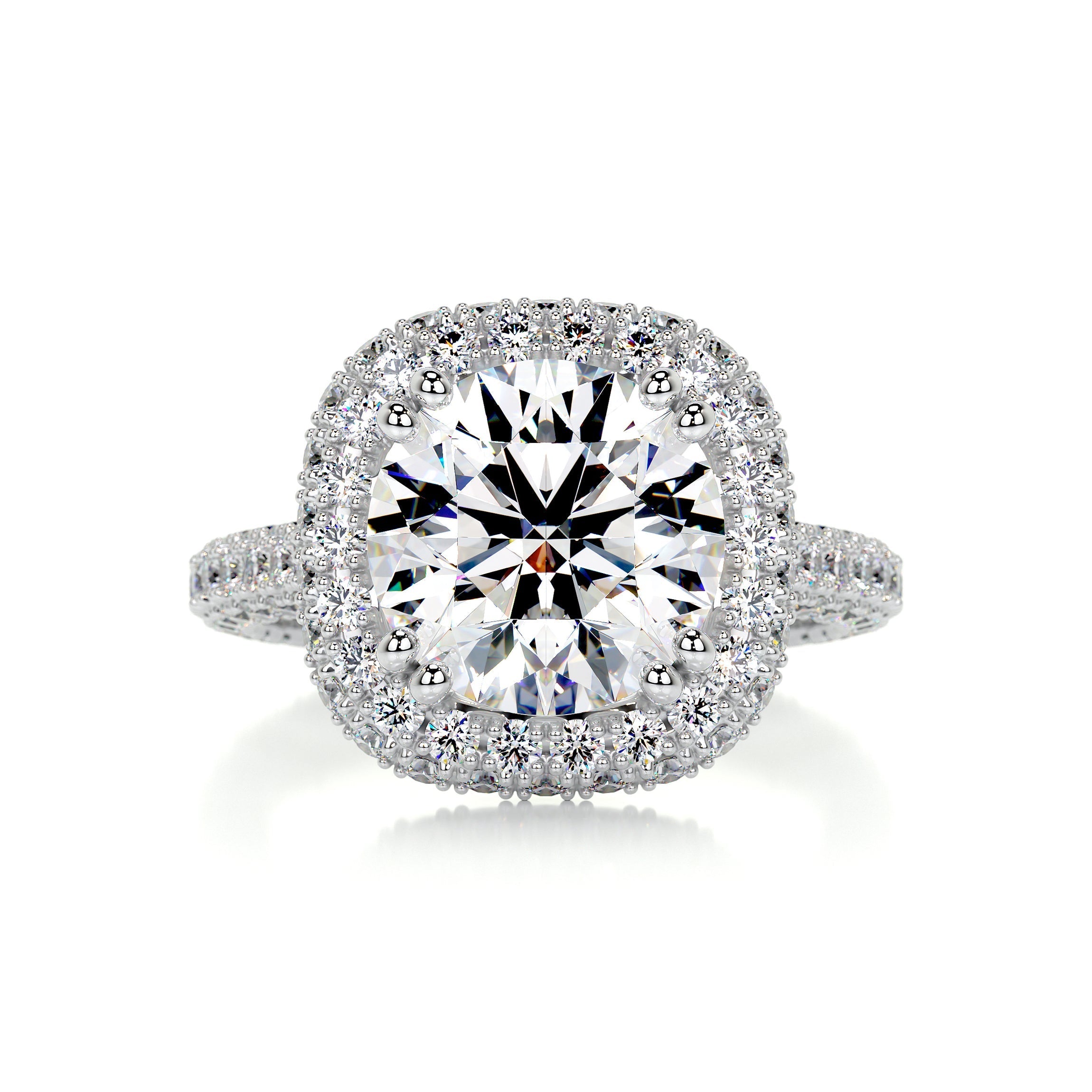 4.2 Carat · Round Halo Triple Pave Vintage Moissanite Engagement Ring