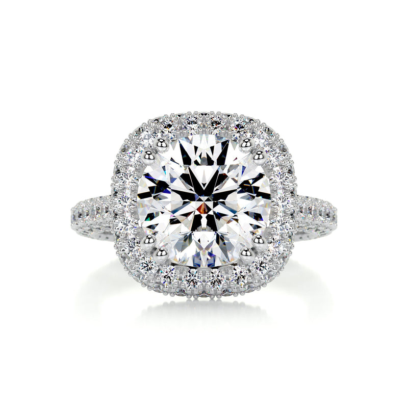4.2 Carat · Round Halo Triple Pave Vintage Moissanite Engagement Ring