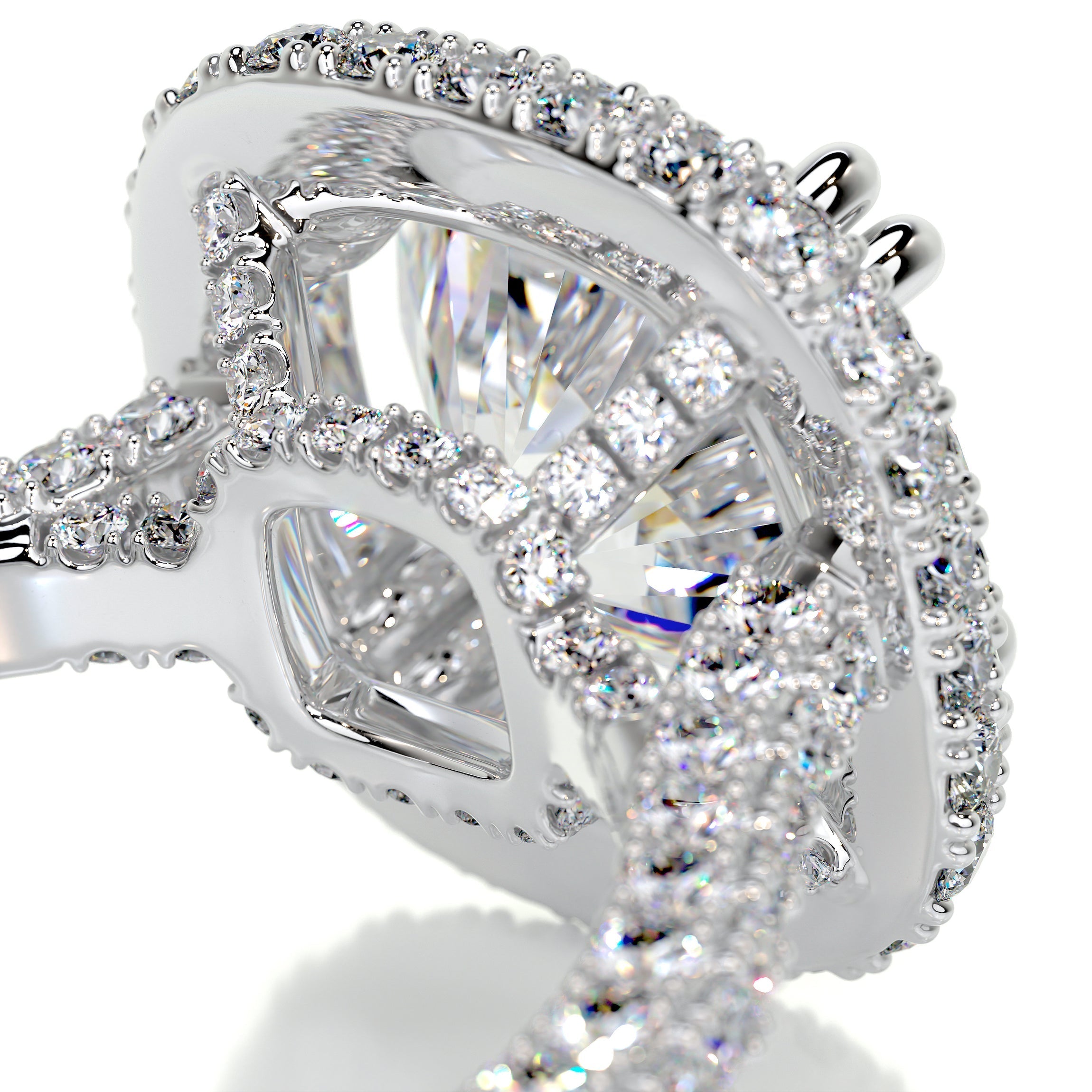 4.2 Carat · Round Halo Triple Pave Vintage Moissanite Engagement Ring