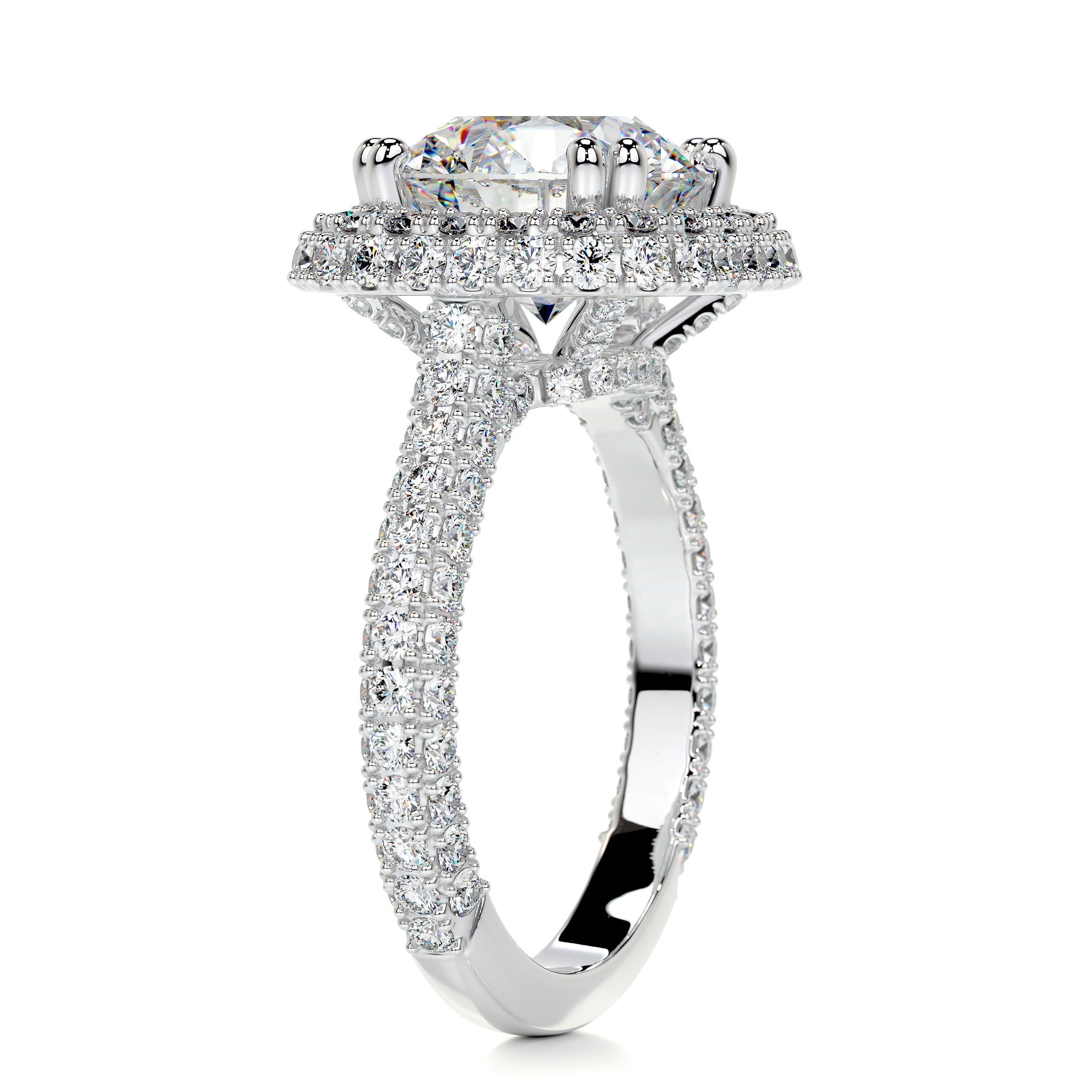 4.2 Carat · Round Halo Triple Pave Vintage Moissanite Engagement Ring