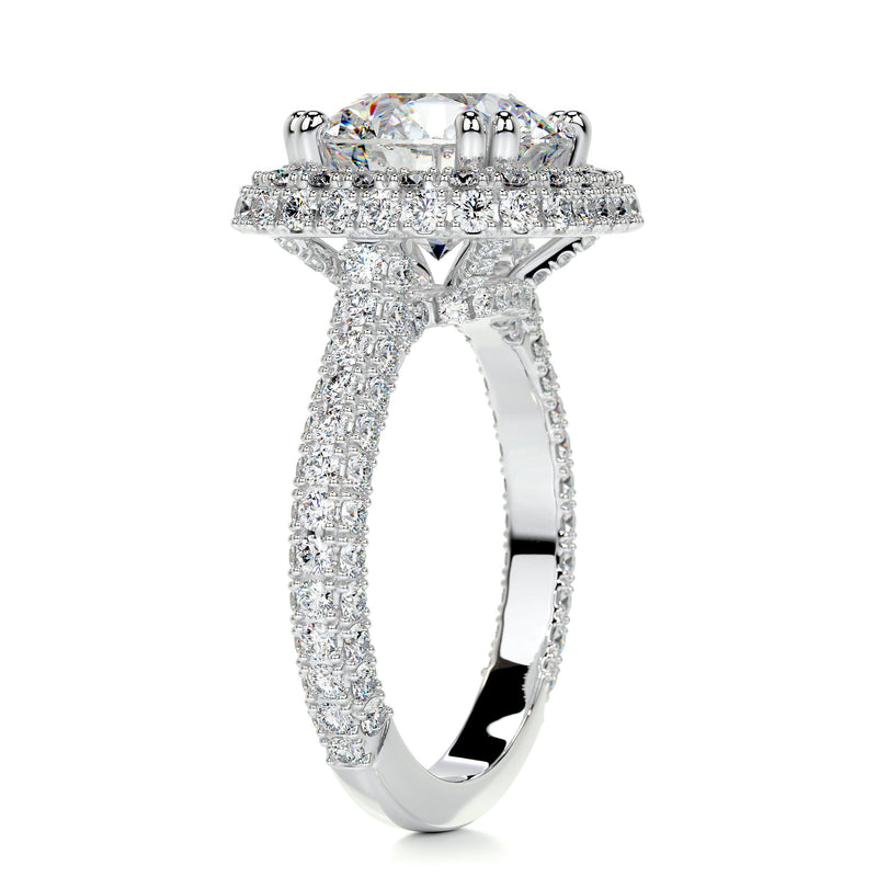 4.2 Carat · Round Halo Triple Pave Vintage Moissanite Engagement Ring