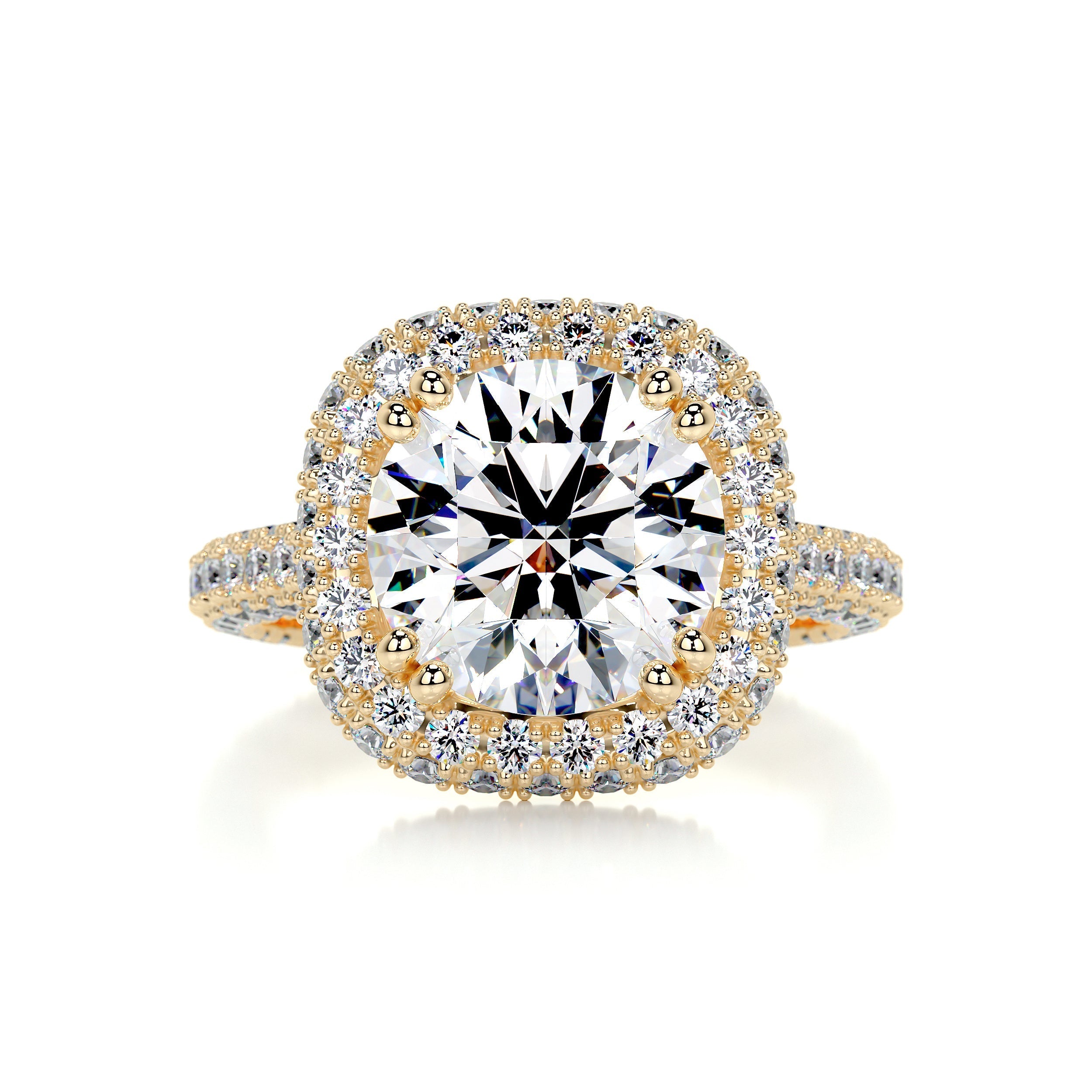 4.2 Carat · Round Halo Triple Pave Vintage Moissanite Engagement Ring