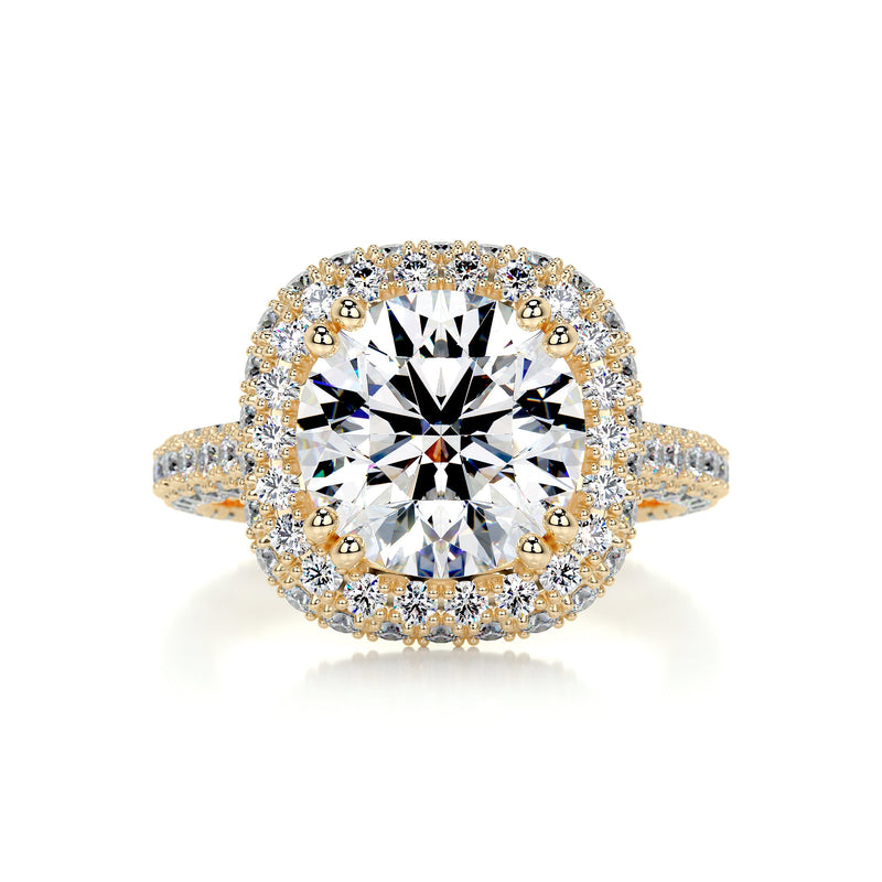 4.2 Carat · Round Halo Triple Pave Vintage Moissanite Engagement Ring