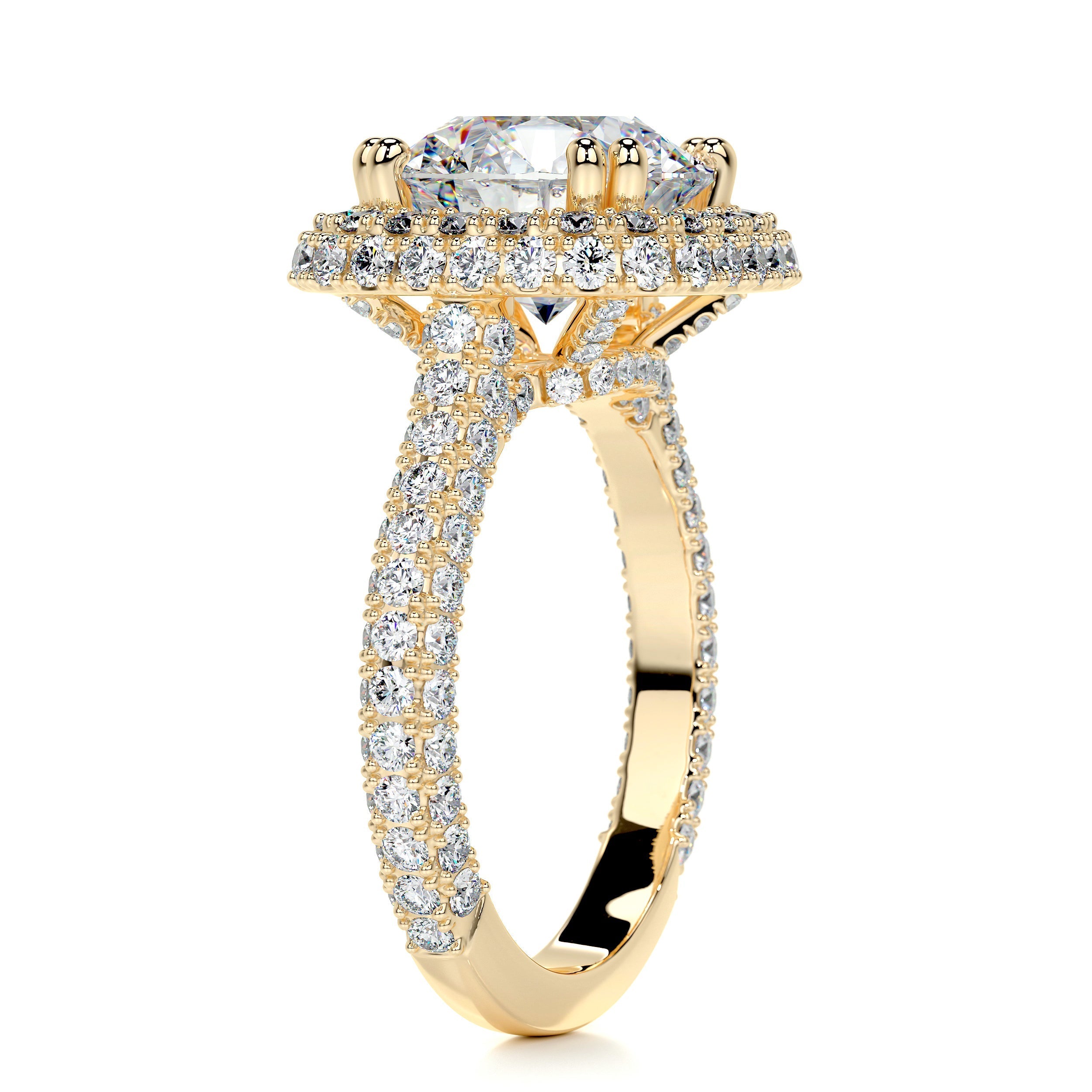 4.2 Carat · Round Halo Triple Pave Vintage Moissanite Engagement Ring