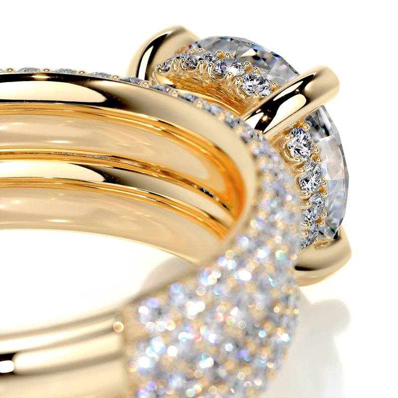 2.7 Carat Round Hidden HaloTriple Pave Moissanite Wedding Ring Set